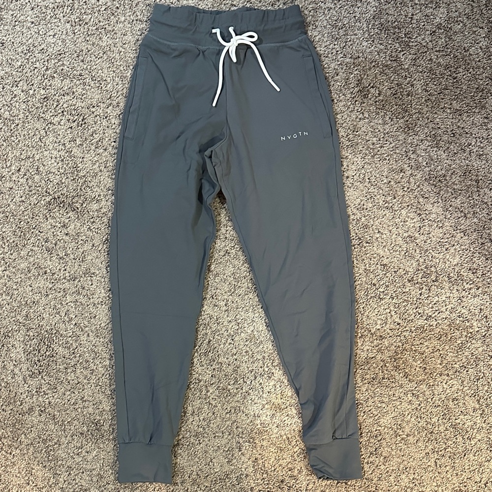 NVGTN Gray Leggings with White Drawstring